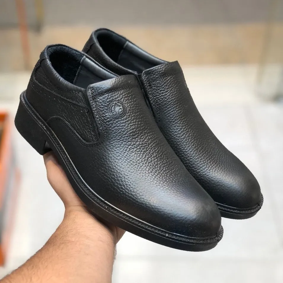 کفش چرم طبیعی مردانه رخشی تبریز مدل بارسا مشکی تا سایز 47