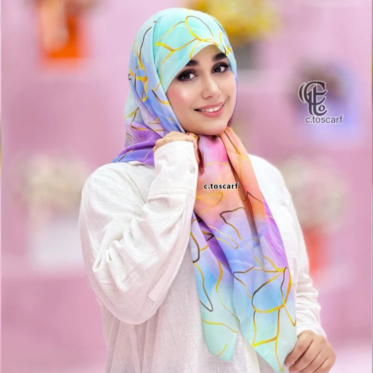 روسری نخی کاستوم طرح نیلا قواره 110 سیتو