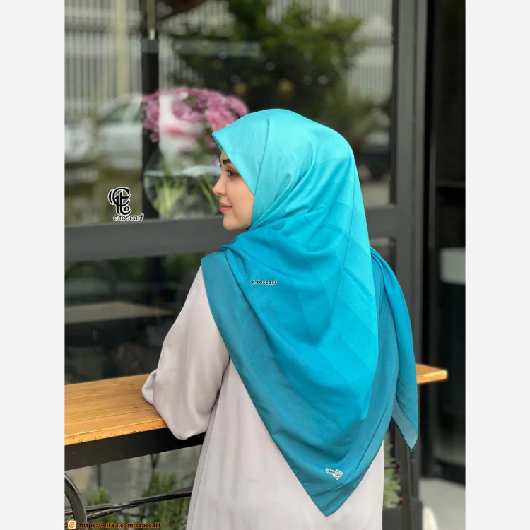 روسری نخ کاستوم طرح طیفی پله ای سایز 140 چرخ دوز