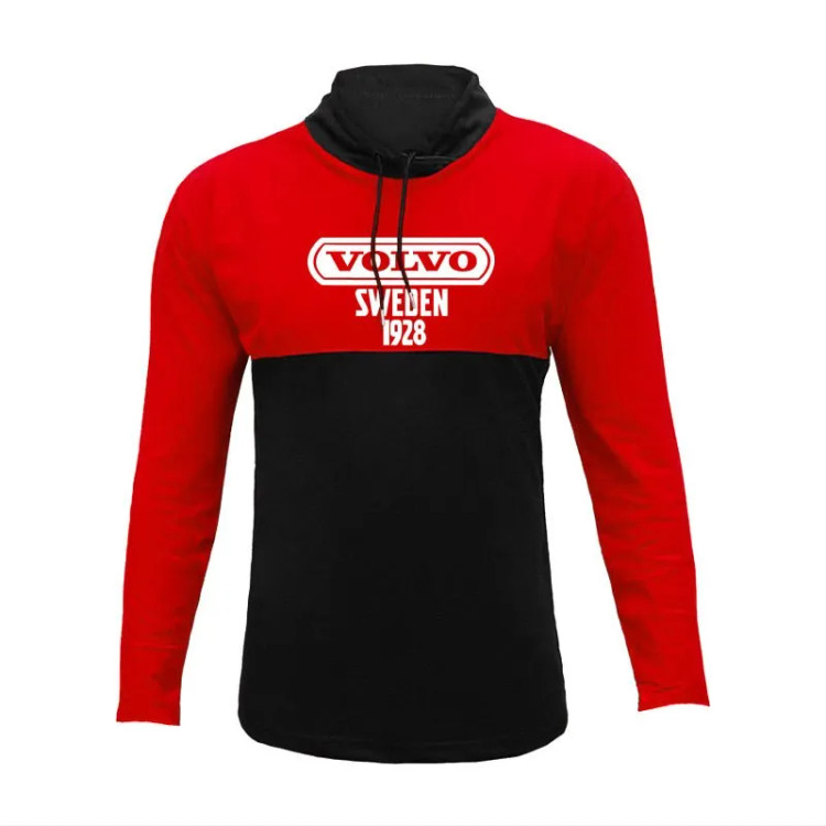 تیشرت آستین بلند مردانه جودون طرح ولوو یقه ایستاده قرمز مشکی سایز L XL XXL