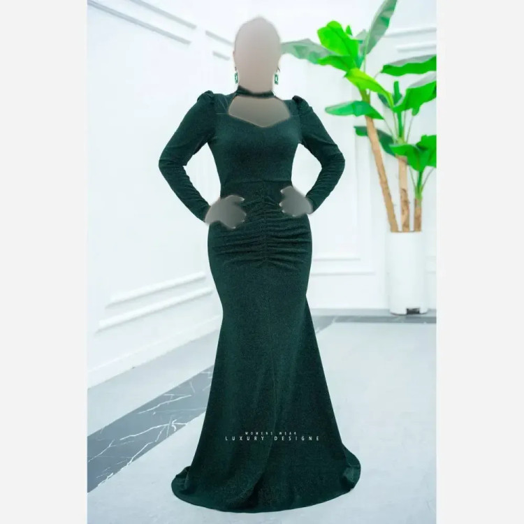 ماکسی بلین لمه کره ای قد 160 رنگ مشکی و سبز سایز 40 تا 42