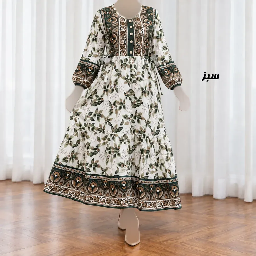 پیراهن ساحلی زنانه مدل شیردهی نخی کمربنددار فری سایز
