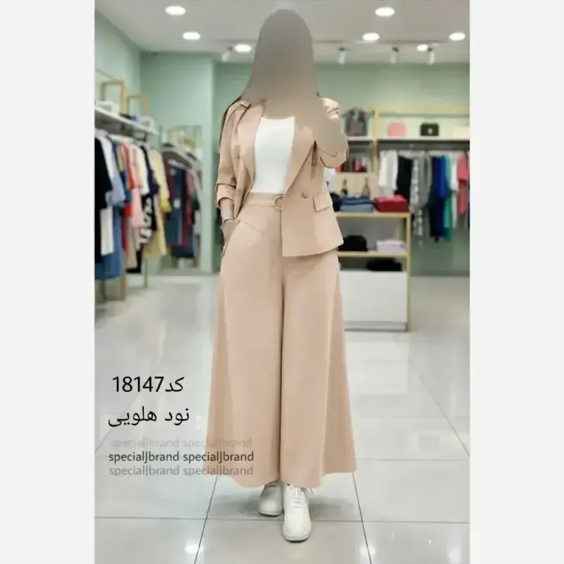 ست کت و دامن شلواری لینن زنانه مدل سارا خنک و سبک