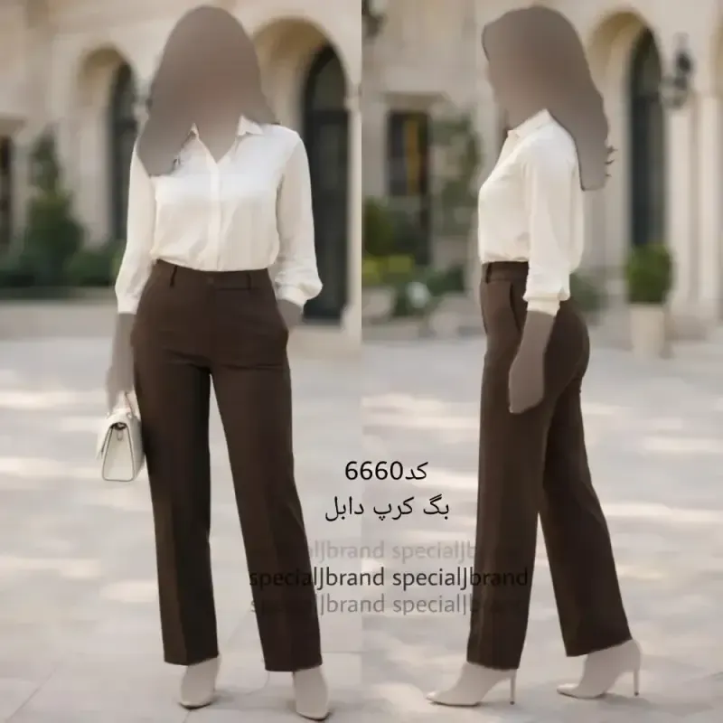 شلوار بگ زنانه جنس کرپ دابل قد 110 جیبدار