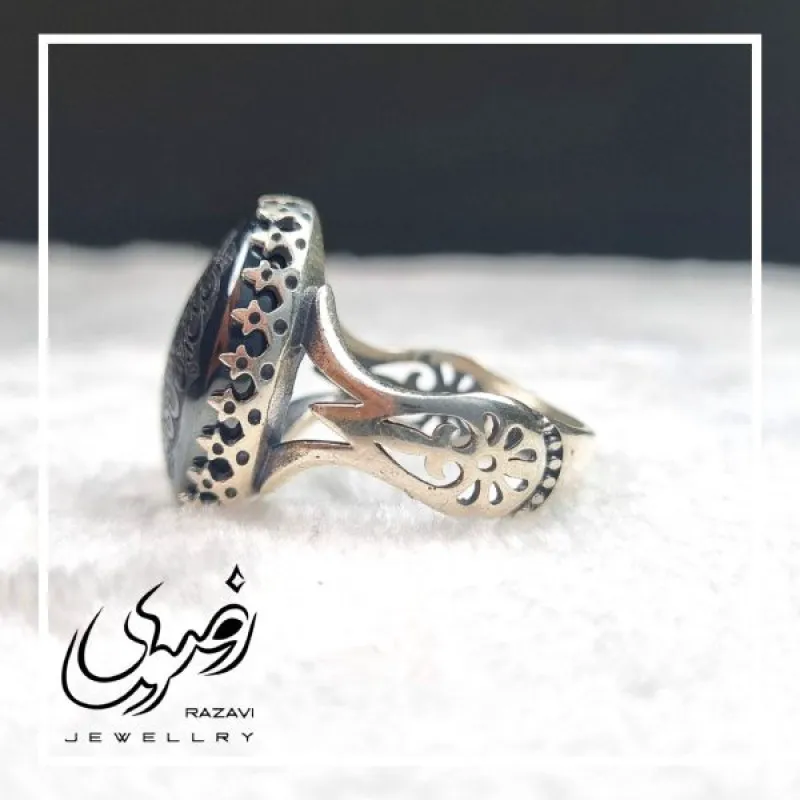 انگشتر حدید صینی مردانه طرح نیزه