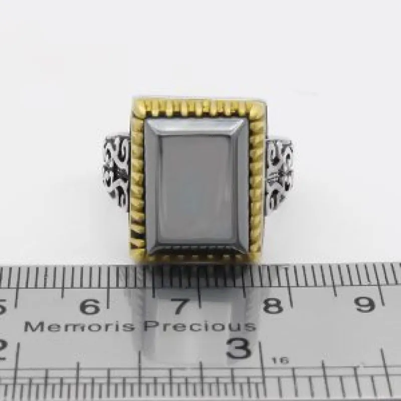 انگشتر حدید صینی مردانه دور طلایی نقره با حکاکی